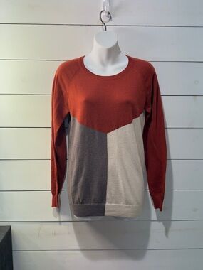 41 Hawthorn Colorblock Crewneck Sweater - Rust, Gray & Cream
